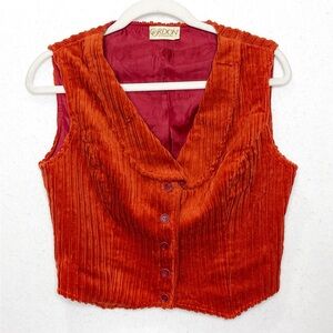 Gordon of Philadelphia Vintage Orange Red Corduroy Button Front Vest